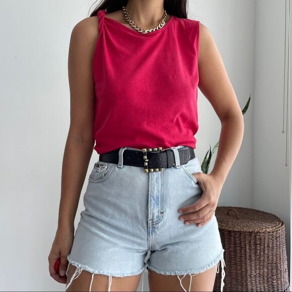 NWT Current Elliott linen cotton tied up muscle tank top - Picture 2 of 8